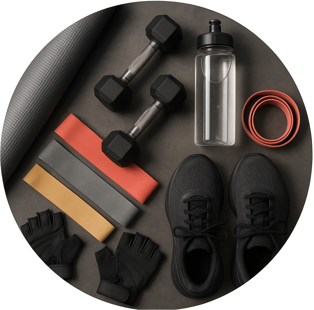 circle photo of fitness gear and make it a real photo