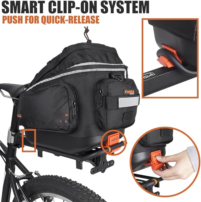 Ibera PakRak Touring Bicycle Seatpost/Disc/Non/Disc Rack and Quick Release Bag