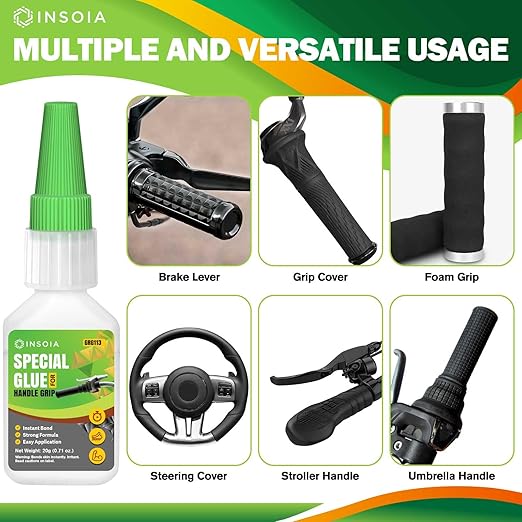 Grip Glue, 20g Quick Dry Handlebar Grip Adhesive for Motorcycle, Dirt Bike, ATV, Bicycle, Ebike & Snowmobile ??Quick-Dry, Waterproof, Flexible Repair Clear Glue